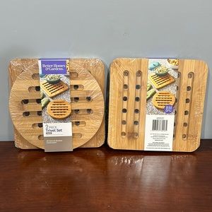 2 for 1! Better Home & Garden 2PC Bamboo Trivet Set NWT